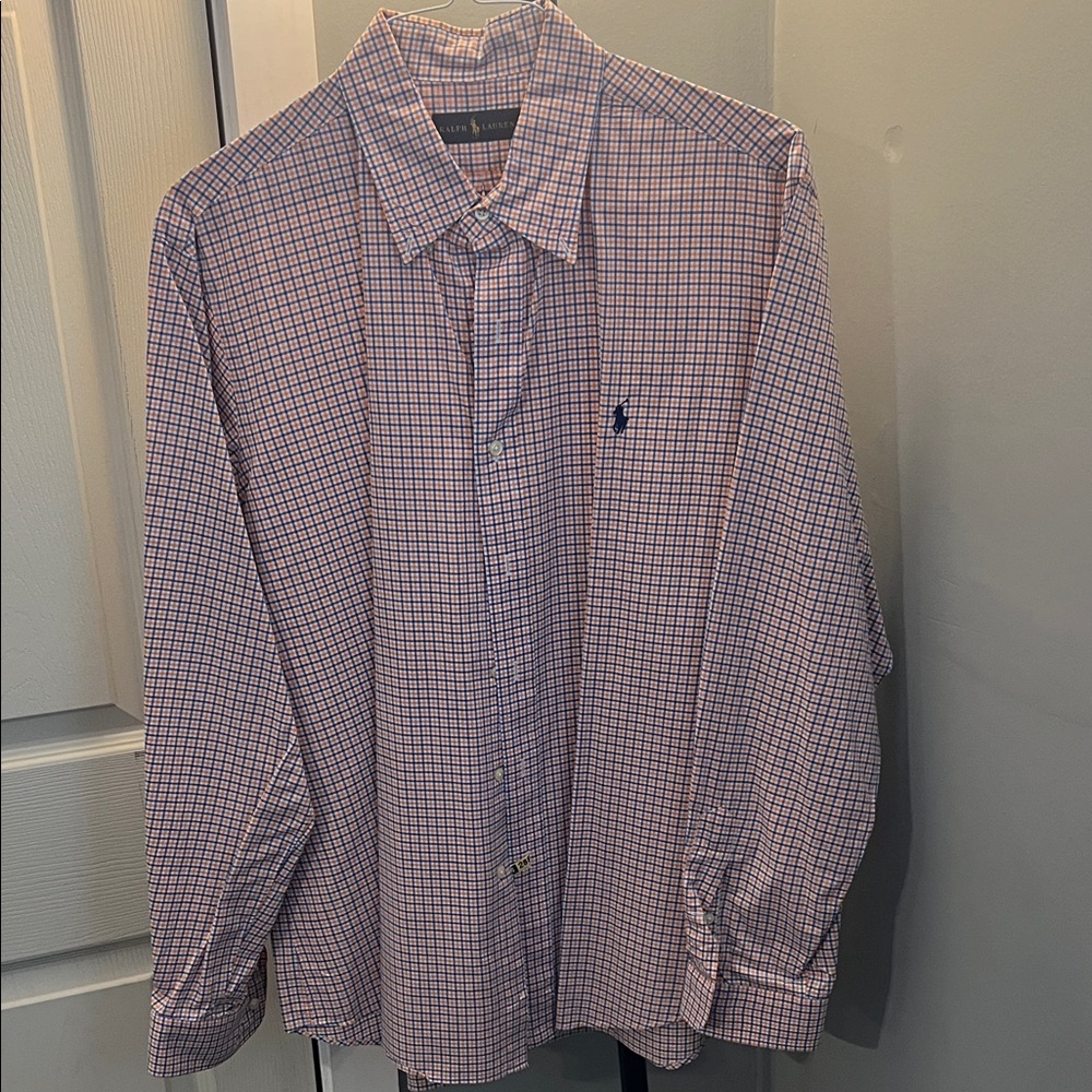 Polo by Ralph Lauren Men's Plaid Shirt - Orange and Blue
